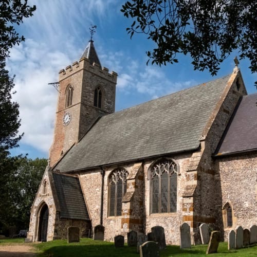 External shot of the Church of St Andrew in Ringstead Norfolk